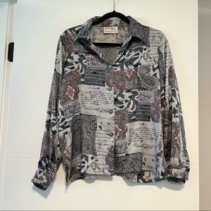 Eric Ryan | Vintage Patterned Silky Patchwork Button Up Collared Shirt